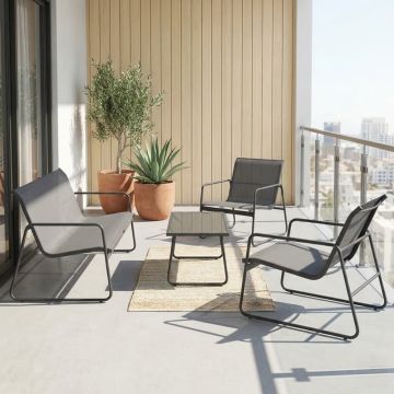 Set de gradina 4 buc. Veranda, Antracit, 110x74x75 cm