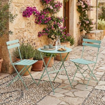 Set de gradina pliabil 3 buc. Bistro, Verde menta, 60x60x82 cm