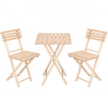 Set masa patrata plianta, cu 2 scaune pliante, gradina sau balcon Solas