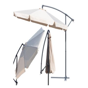 Umbrela de gradina, cadru otel, pliabila, manivela, protectie UV, protectie ploaie, poliester, 250 x 350 cm, bej