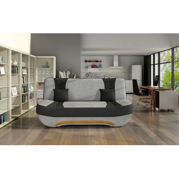 Canapea extensibila 3 locuri ELTAP, Ewa II, 189x90x88 cm, lemn/poliester, gri/negru