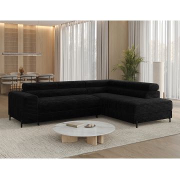 Coltar extensibil dreapta 5 locuri ELTAP, Colesio, 274x200x93 cm, lemn/poliester, negru