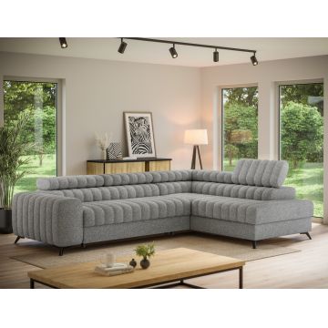 Coltar extensibil dreapta 5 locuri ELTAP, RT-04PAO, Kanedo, 269x204x86 cm, lemn/poliester, gri