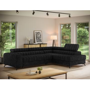 Coltar extensibil dreapta 5 locuri ELTAP, RT-06AU, Kanedo, 269x204x86 cm, lemn/poliester, negru