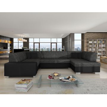 Coltar extensibil dreapta 6 locuri ELTAP, Hv03, Havana, 322x204x72 cm, lemn/poliester, gri inchis/negru