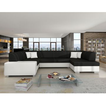 Coltar extensibil dreapta 6 locuri ELTAP, Hv08, Havana, 322x204x72 cm, lemn/poliester, gri antracit/alb