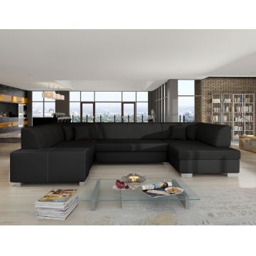 Coltar extensibil dreapta 6 locuri ELTAP, Hv43, Havana, 322x204x72 cm, lemn/poliester, negru