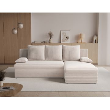 Coltar extensibil reversibil 3 locuri ELTAP, Gino, 201x143x90 cm, lemn/poliester, bej