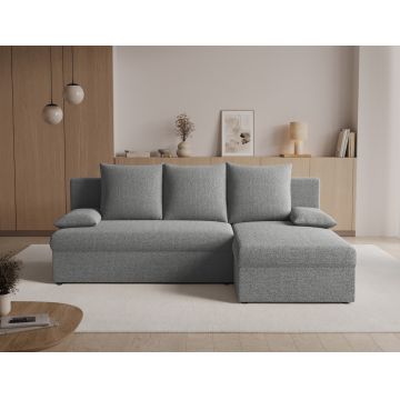 Coltar extensibil reversibil 3 locuri ELTAP, Gino, 201x143x90 cm, lemn/poliester, gri deschis