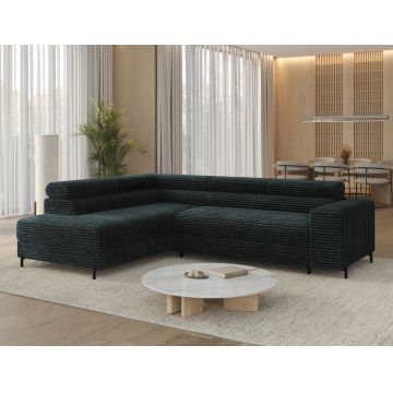 Coltar extensibil stanga 5 locuri ELTAP, Colesio, 274x200x93 cm, lemn/poliester, verde inchis