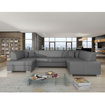 Coltar extensibil stanga 6 locuri ELTAP, Hv21, Havana, 322x204x72 cm, lemn/poliester, gri inchis