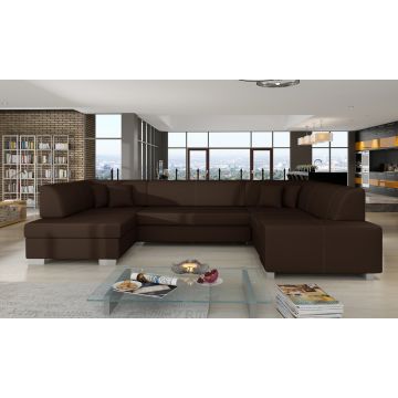 Coltar extensibil stanga 6 locuri ELTAP, Hv22, Havana, 322x204x72 cm, lemn/poliester, maro