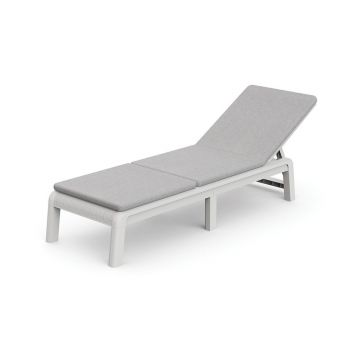 Șezlong de grădină gri deschis din plastic/capitonat ajustabil/pliabil Atlas – Keter