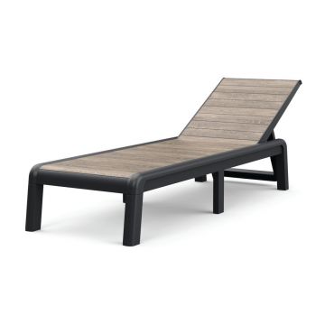 Șezlong de grădină maro din plastic ajustabil/pliabil Deco Porto – Keter
