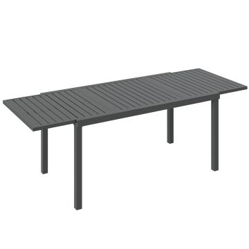 Outsunny Masă de Grădină Extensibilă 150/225x85x75 cm Masă de Luat Masa din Aluminiu cu Blat cu Șipcă pentru 6-8 Persoane Gri | Aosom Romania