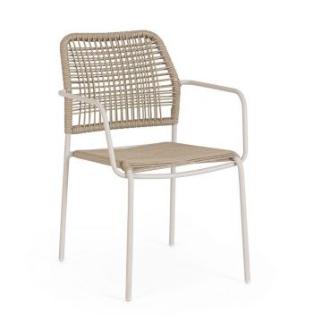 Scaun de grădină bej/în culoare naturală din metal Jable – Bizzotto