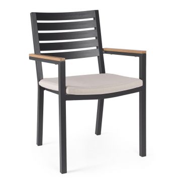 Scaun de grădină gri antracit din metal Henna – Bizzotto