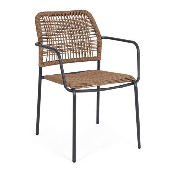 Scaun de grădină gri închis/în culoare naturală din metal Jable – Bizzotto