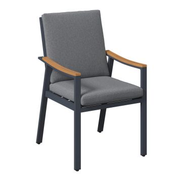 Scaun De Grădină in lemn, metal, textil culoare natur, gri închis