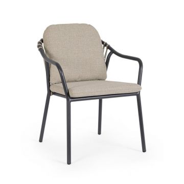 Scaun de grădină maro deschis din metal Edvige – Bizzotto