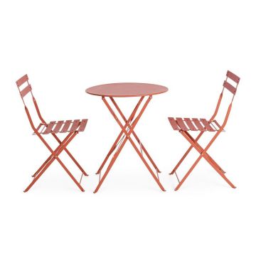 Set de dining pentru grădină teracotă din oțel pentru 2 persoane Austin – Bizzotto