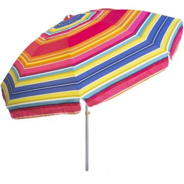 Umbrela Protectie Solara, Diametru 2.4 m, cu Inclinare si Cosulet, Structura Metalica, Roz / Verde