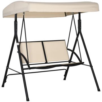Balansoar cu 2 Locuri de Gradina pentru Exterior, 140x118x162cm Bej