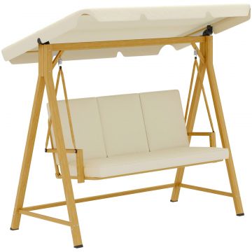 Balansoar de Gradina 3 Locuri cu Acoperis si Perne 195x120x170cm Bej