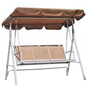 Balansoar de Gradina 3 Locuri Schelet in Metal Maro 171x108x154cm