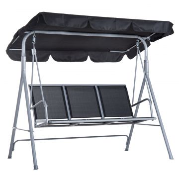 Balansoar de Gradina cu 3 Locuri din Metal Acoperis Copertina Detasabil