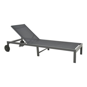 Șezlong pliabil cu functie de relaxare Mailo, aluminiu și textilena, negru, 71x206x30 cm