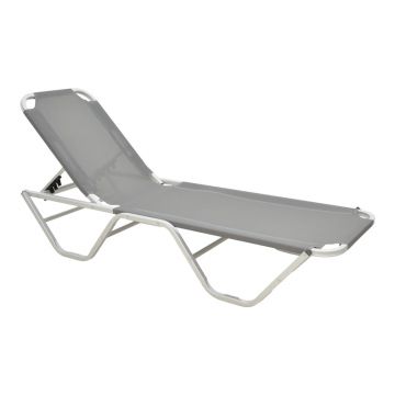 Șezlong stivuibil din aluminiu, model Dessie, antracit, rezistent, 59x193x29 cm