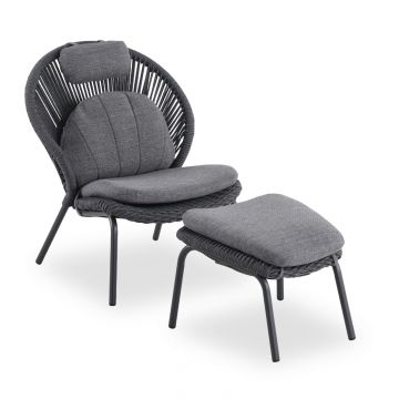 Fotoliu cu taburet TEMPORAL LOUNGE - Grey