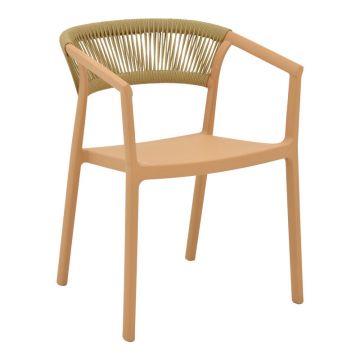 Fotoliu stivuibil Sillia, Cappuccino, Polipropilena cu Ratan, Bej, 55x52x74 cm