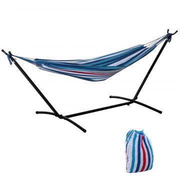 Hamac Autoportant cu Suport, inaltime Reglabila si Geanta de Transport, 310x117x105 cm, Alb