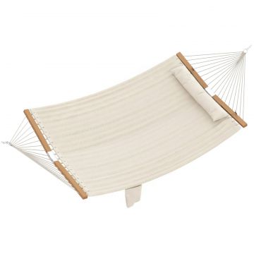 Hamac Exterior pentru 2 Persoane, Perna Captusita, Capacitate 200 kg, Crem