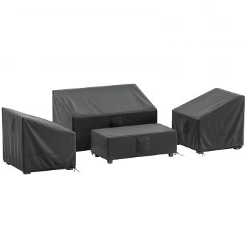 Huse pentru Mobilier de Gradina 4 Piese, Impermeabile, Negru