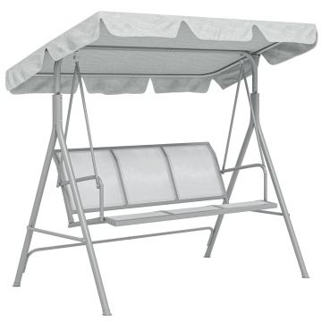 Leagan de Gradina cu 3 Locuri si Acoperis Parasolar Detasabil, 171x108x154 cm, Gri Deschis
