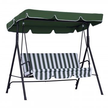 Leagan de Gradina cu 3 Locuri si Parasolar Basculant, 172 110 153 cm, Verde