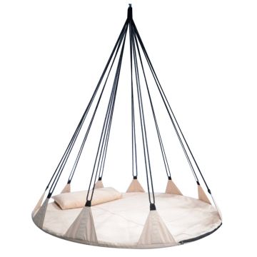 Leagan de gradina XXL Sersimo, suspendat tip pat, 150cm, bej