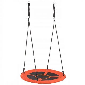 Leagan tip cuib D100 cm, cadru otel galvanizat 25 mm, franghii 10 mm, inaltime reglabila 1.4-1.9 m, max 150 kg, portocaliu negru