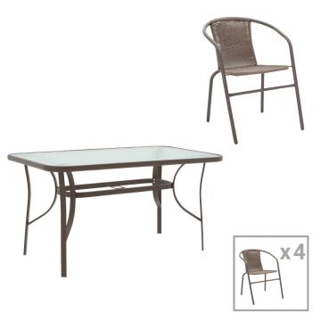 Masa de dining Ensure-Obbi set 5 buc metal-pe maro 0x0 cm