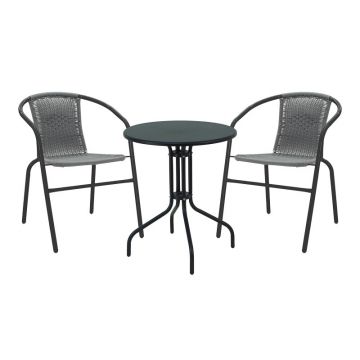 Masa de dining Vergo-Obbi din metal negru D60x70 cm