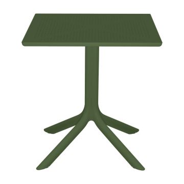 Masă Groovy cu design perforat, Polipropilenă, 60x60x76 cm, Verde închis