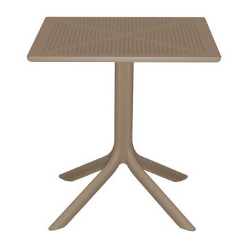 Masă Modernă Groovy cu Design Perforat, Cappuccino, 60x60x76 cm