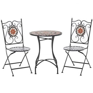 Mobilier Gradina 3 Piese - 2 Scaune  Masa Mozaic Metalica