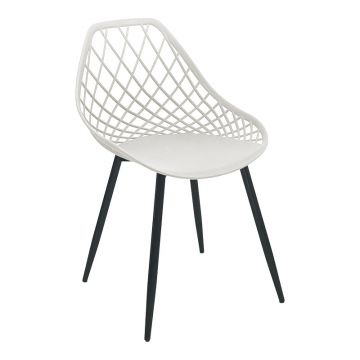 Scaun de gradina Suan picioare metal negru, alb, 56x49x82 cm