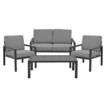 Set 4 buc masa si scaune de gradina Mabudu, Gri, 118x64x100 cm
