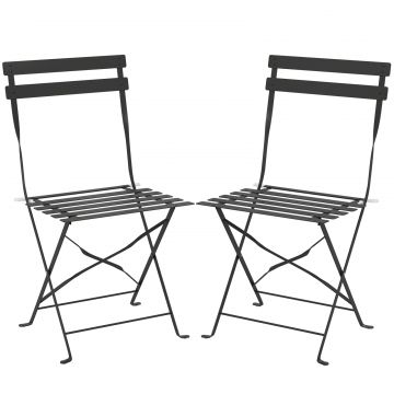 Set de 2 Scaune de Gradina Pliabile cu sezut cu Lamele