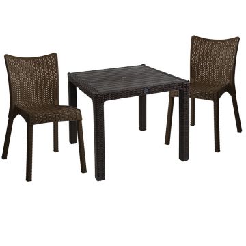 Set de dining Explore-Confident set 3 bucati, maro, 90x90x74 cm